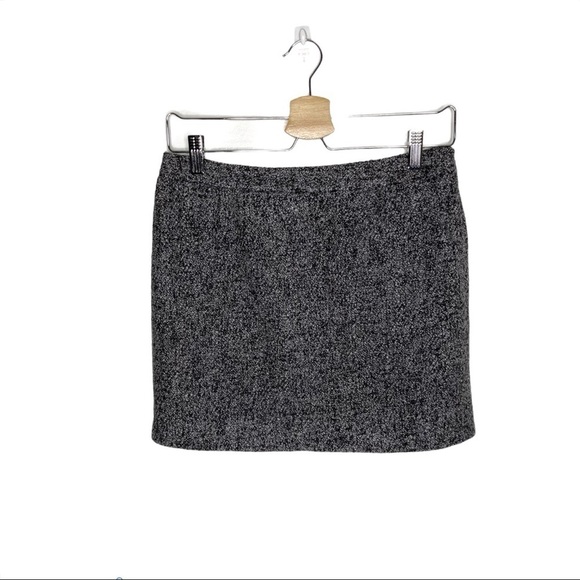 GAP Outlet Grey Flannel Boucle Wool Blend Lined Mini Skirt Dark Academia - Picture 1 of 9
